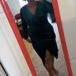 Velvet Emerald Asymmetrical Dress